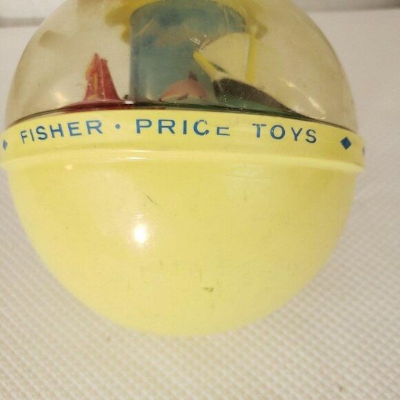 Fisher Price Roly Poly Boat Chime Ball #162  Yellow Sailboat Tugboat 67-69 Ocean - Picture 5 of 5
